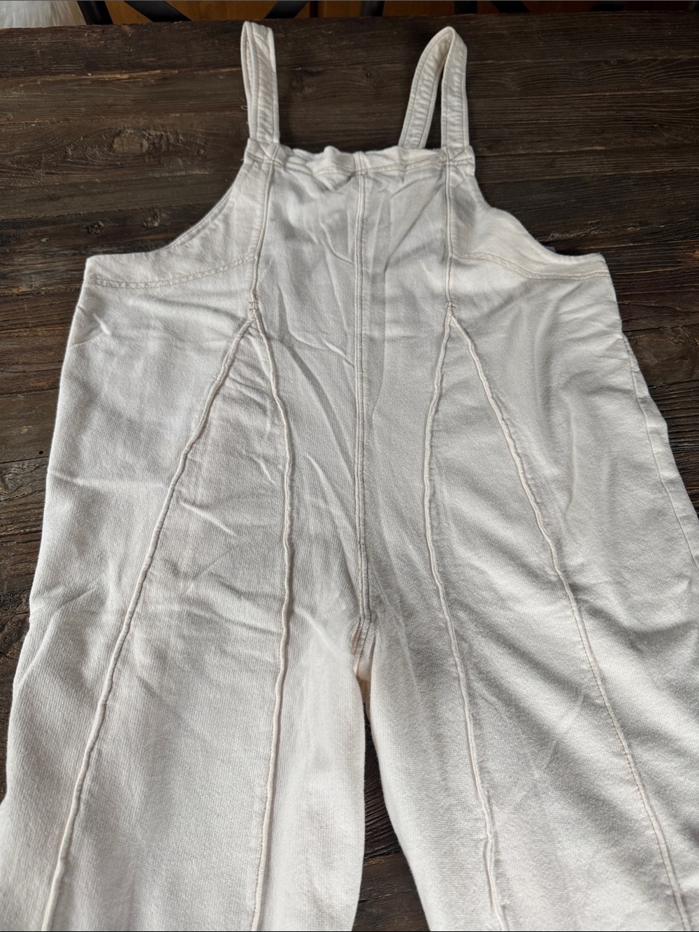 Urban outfitters out from under Tulli knit  relaxed cream cropped overalls Med - Picture 6 of 8